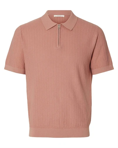 Selected - SLHCran Strik Structure Zip Polo - Rose Dawn